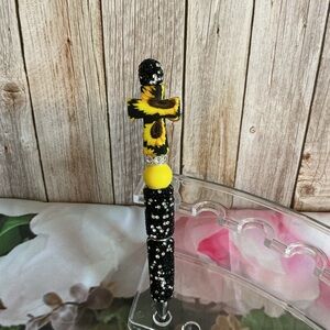 Black and Yellow Beaded Cross Fancy Pen